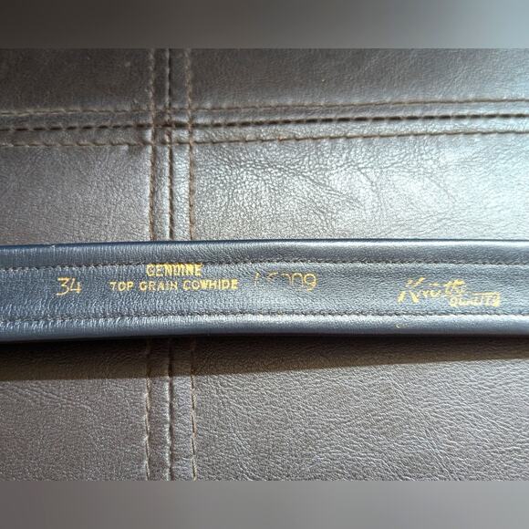 Vintage Estate Jute Woven Navy Quality Leather Gold Tone Buckle Belt - Picture 4 of 7